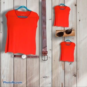 Susan Graver red liquid knit tee.